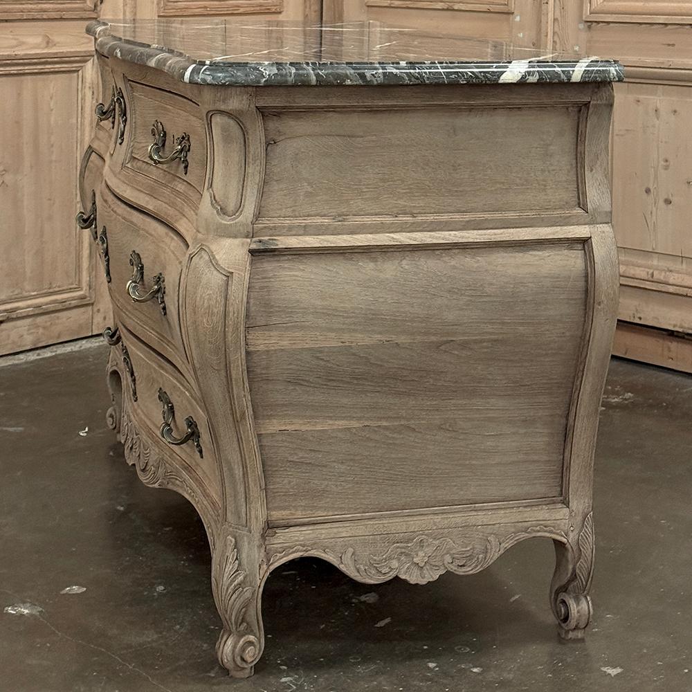 Antique Bombe Marble Top Commode in Stripped Oak For Sale 8