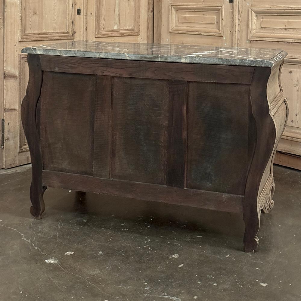 Antique Bombe Marble Top Commode in Stripped Oak For Sale 9