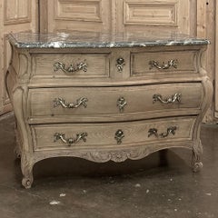 Antique Bombe Marble Top Commode in Stripped Oak