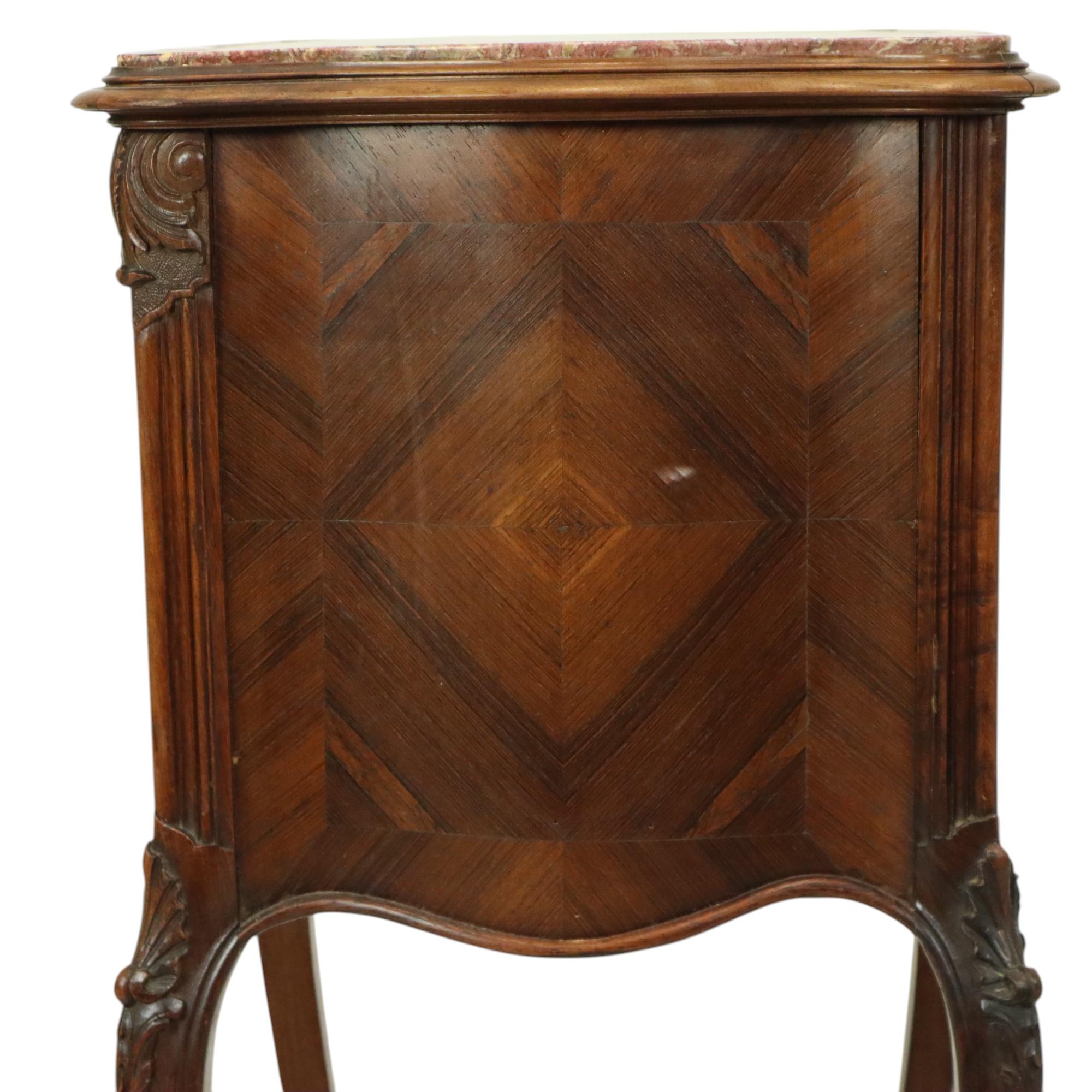 Antique Bombed Bedside Table Marble Louis XV Late 19th Century For Sale 9