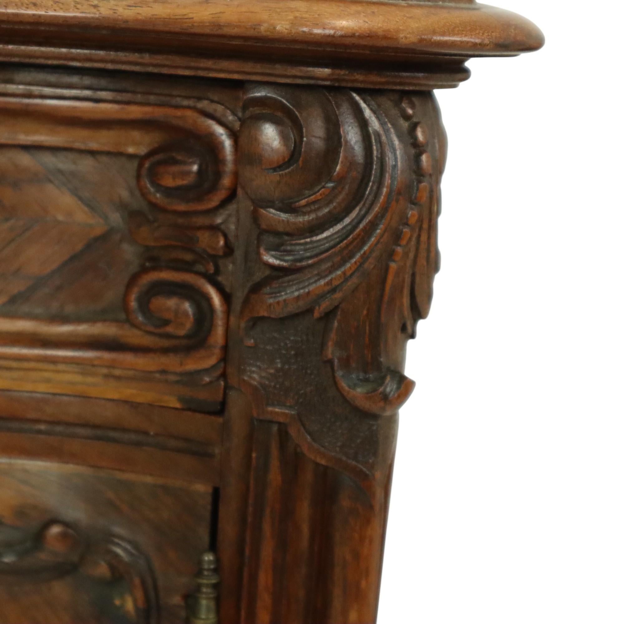 Antique Bombed Bedside Table Marble Louis XV Late 19th Century For Sale 11
