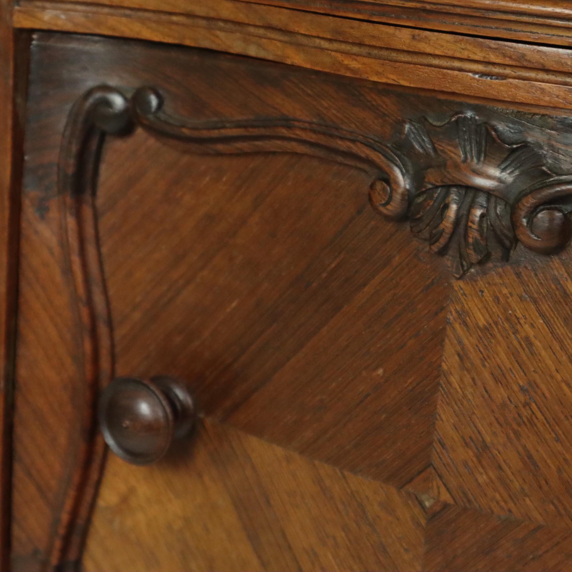 Antique Bombed Bedside Table Marble Louis XV Late 19th Century For Sale 12