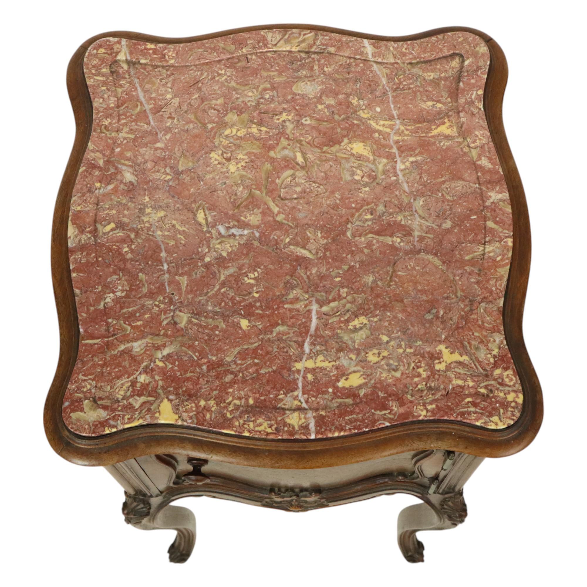 Antique Bombed Bedside Table Marble Louis XV Late 19th Century For Sale 2