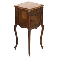 Antique Bombed Bedside Table Marble Louis XV Late 19th Century