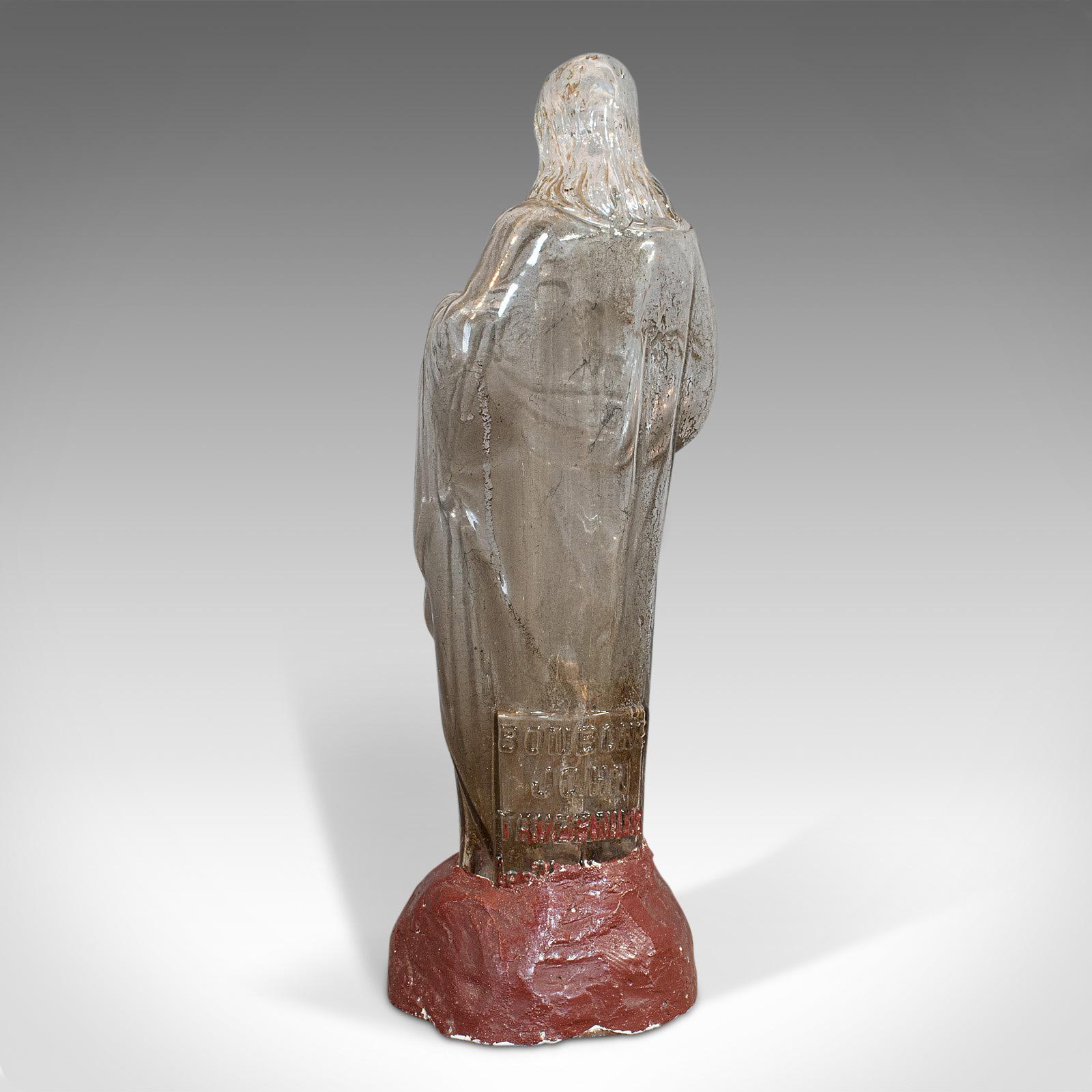 Victorian Antique Bonbon Jar, French, Glass, Fin De Siecle, Statue, Jesus Christ, 1900 For Sale