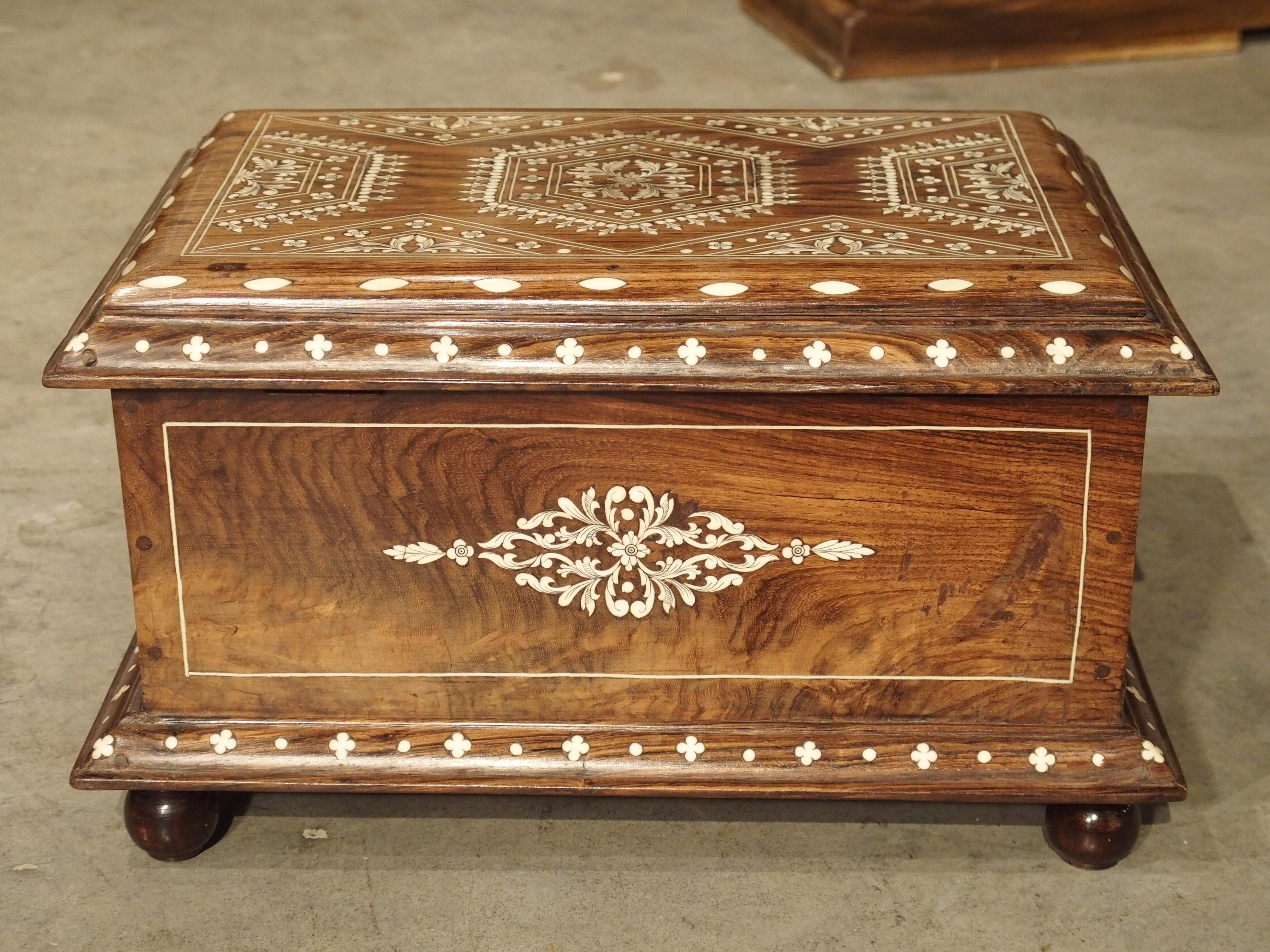 Antique Bone Inlaid Table Trunk from Southern Iberia, 19th Century 4