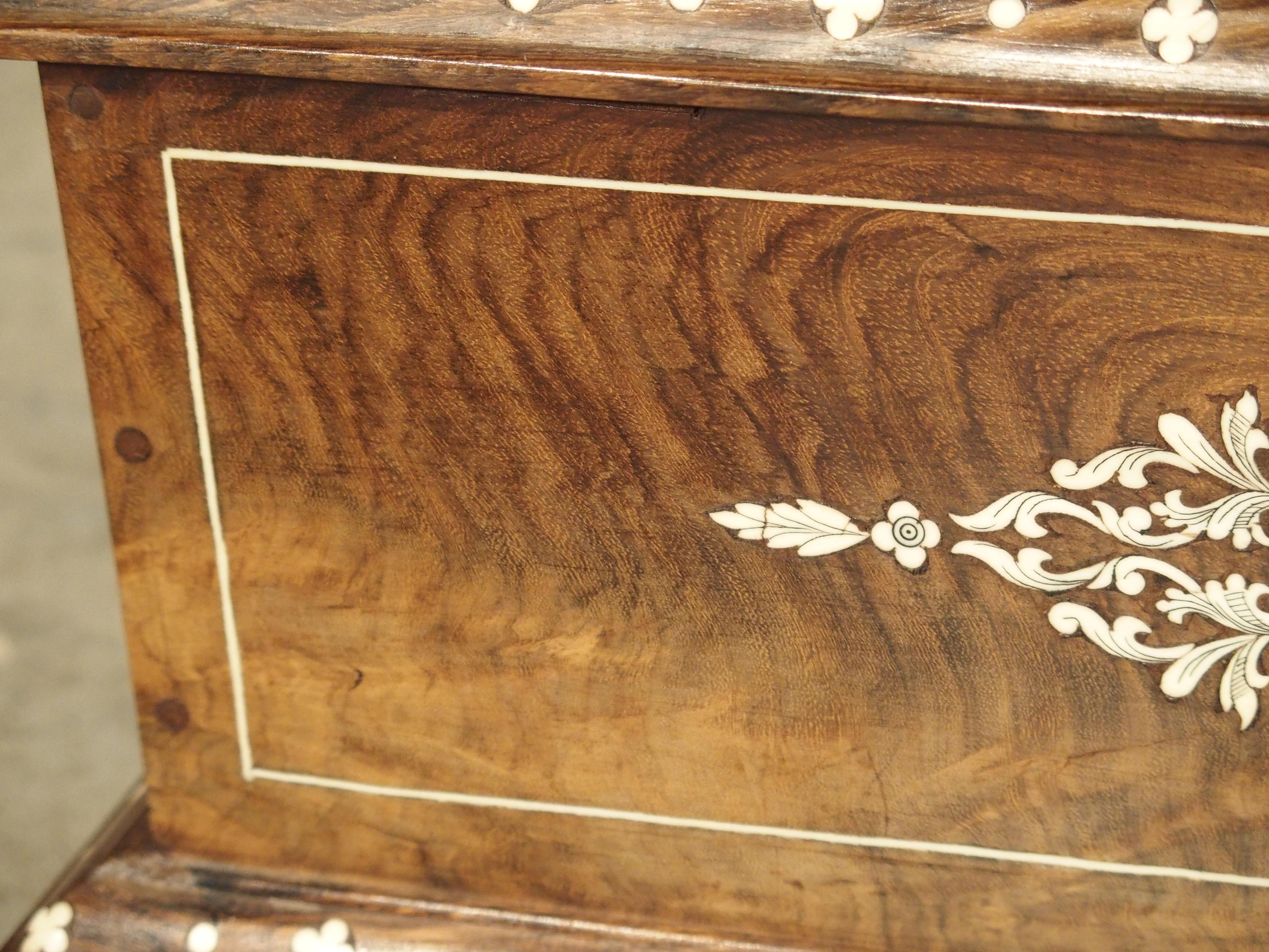 Antique Bone Inlaid Table Trunk from Southern Iberia, 19th Century 5