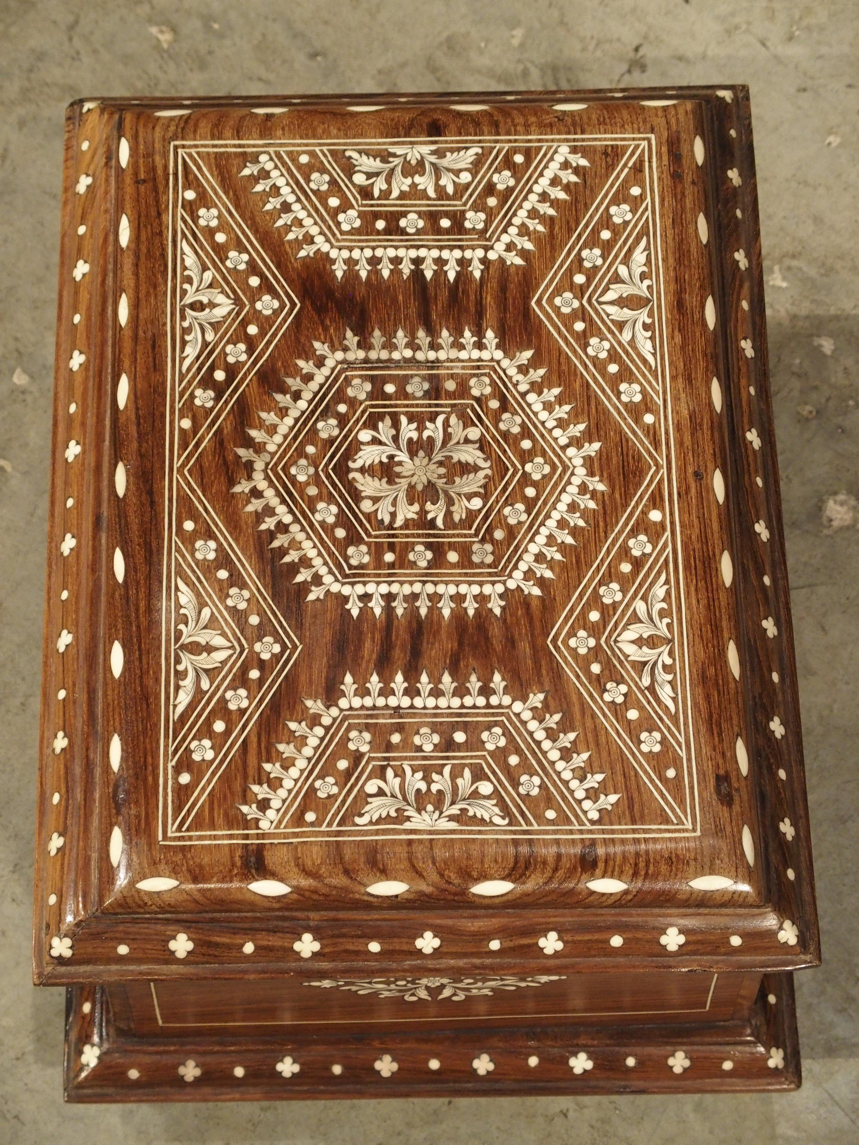 Antique Bone Inlaid Table Trunk from Southern Iberia, 19th Century 9