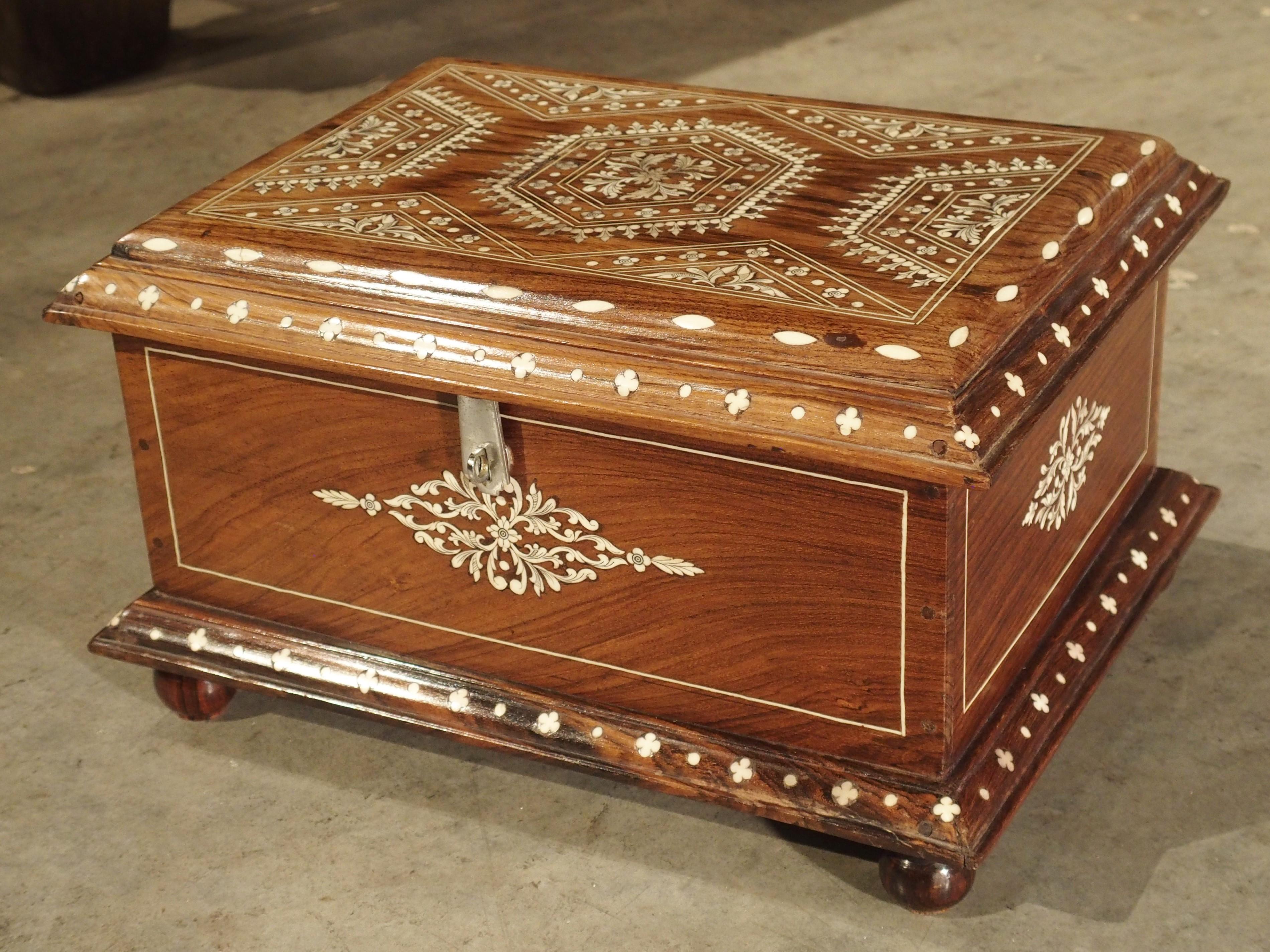 Antique Bone Inlaid Table Trunk from Southern Iberia, 19th Century 13