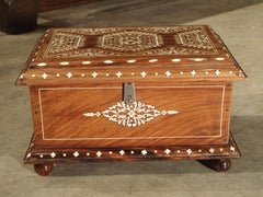 Antique Bone Inlaid Table Trunk from Southern Iberia, 19th Century