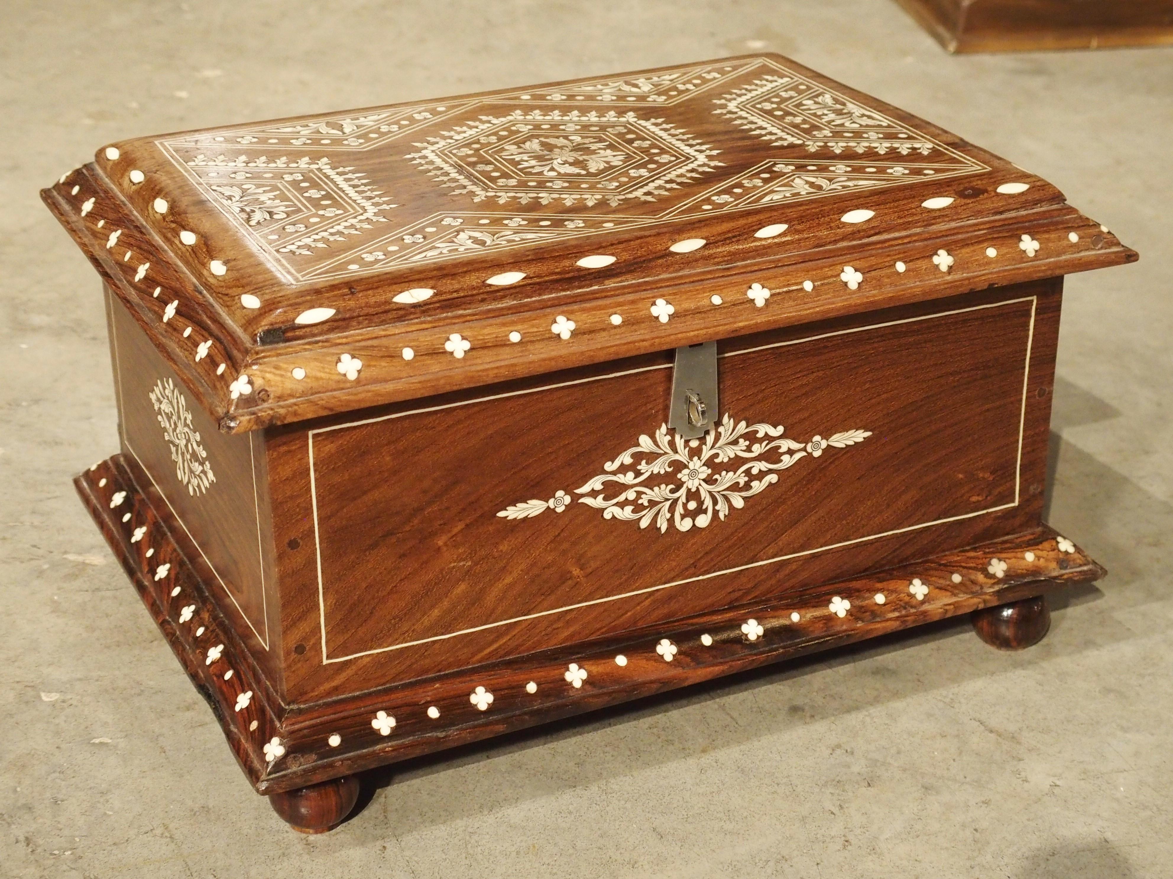 Antique Bone Inlaid Table Trunk from Southern Iberia, 19th Century 2