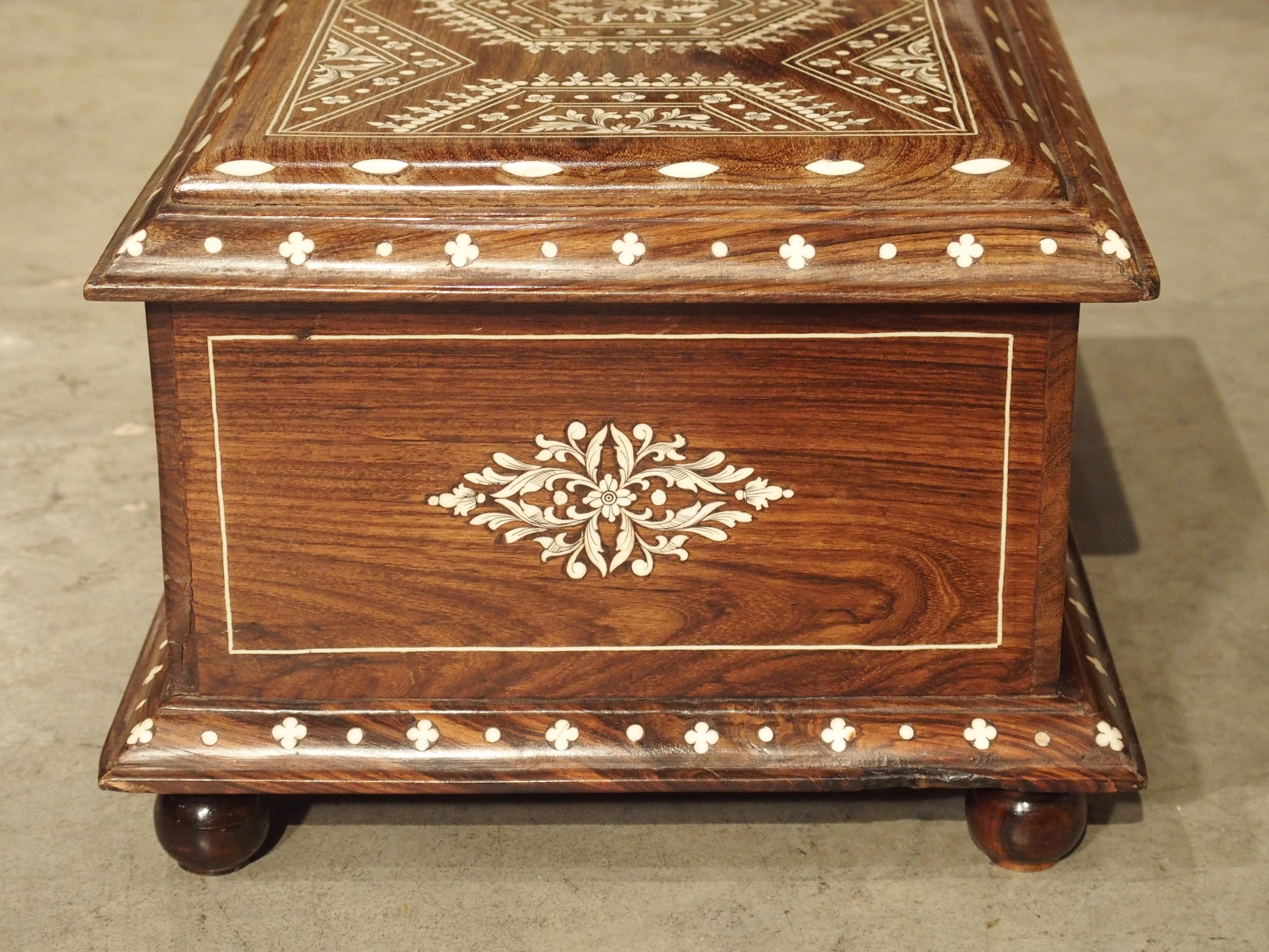 Antique Bone Inlaid Table Trunk from Southern Iberia, 19th Century 3