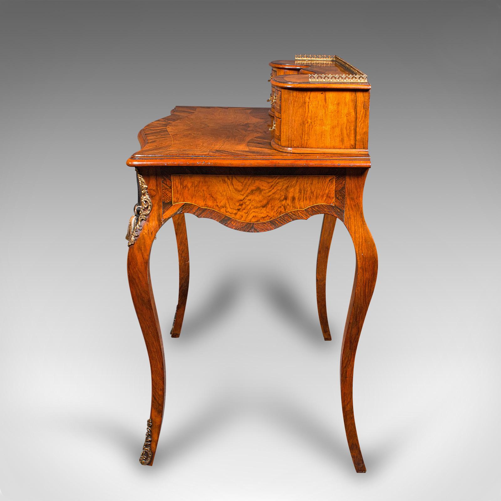 Antique Bonheur Du Jour, French, Walnut, Ladies Writing Desk, Victorian, C.1900 For Sale 1