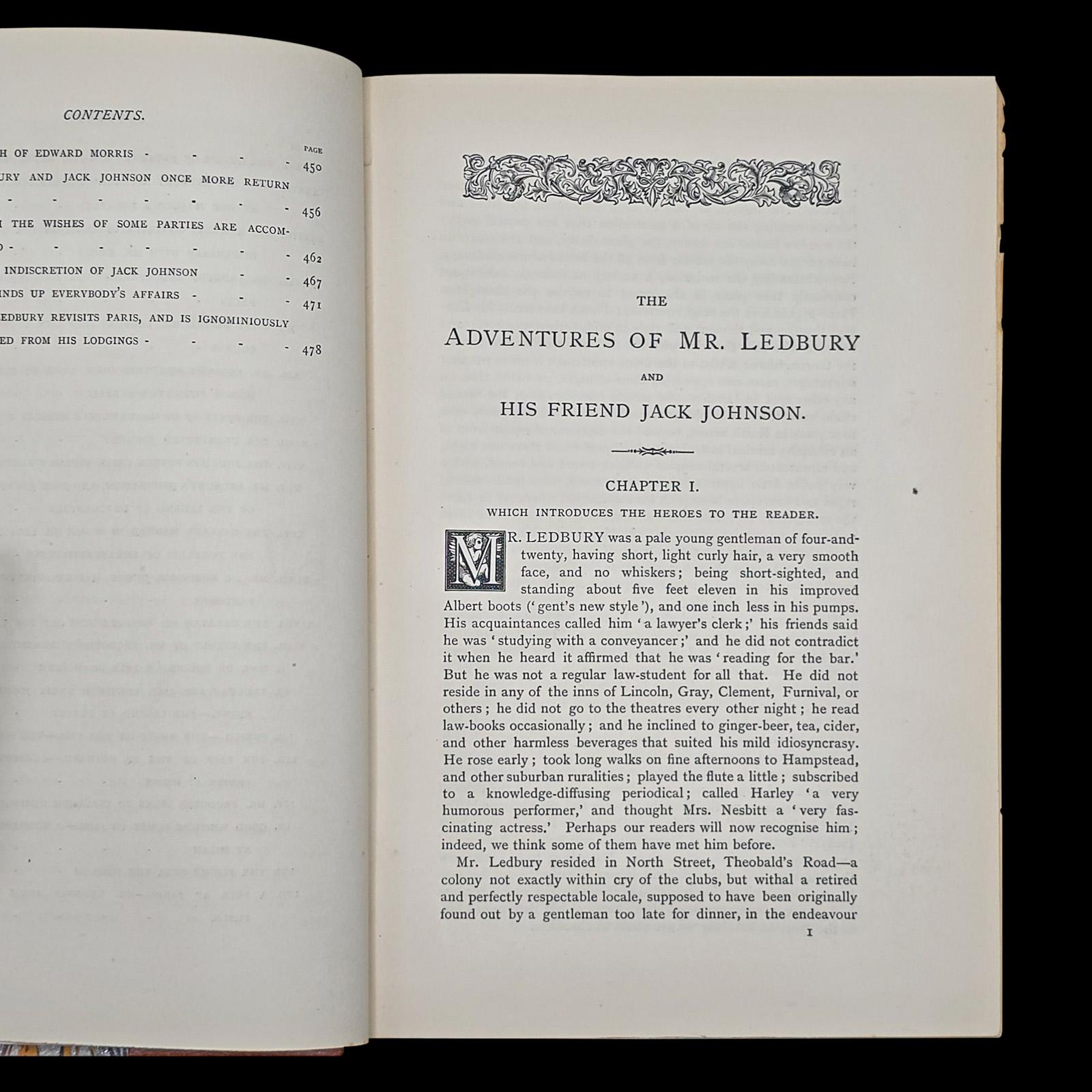 British Antique Book, Adventures of Mr Ledbury, Albert Smith, Novel, Literature, C.1886 For Sale