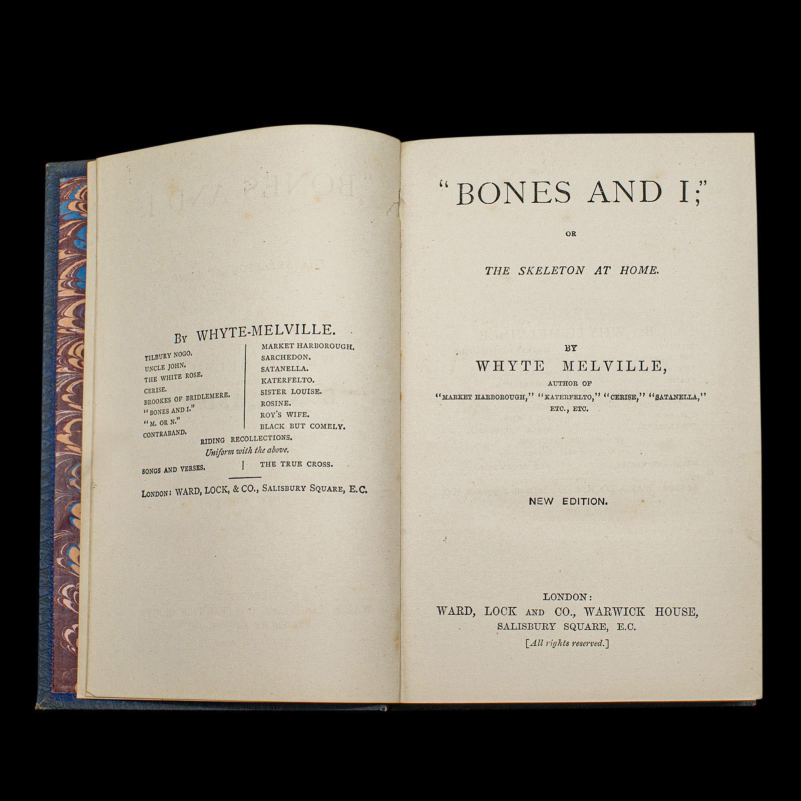 Antique Book, Bones and I, Whyte-Melville, English, Novel, Victorian, Circa 1880 In Good Condition For Sale In Hele, Devon, GB