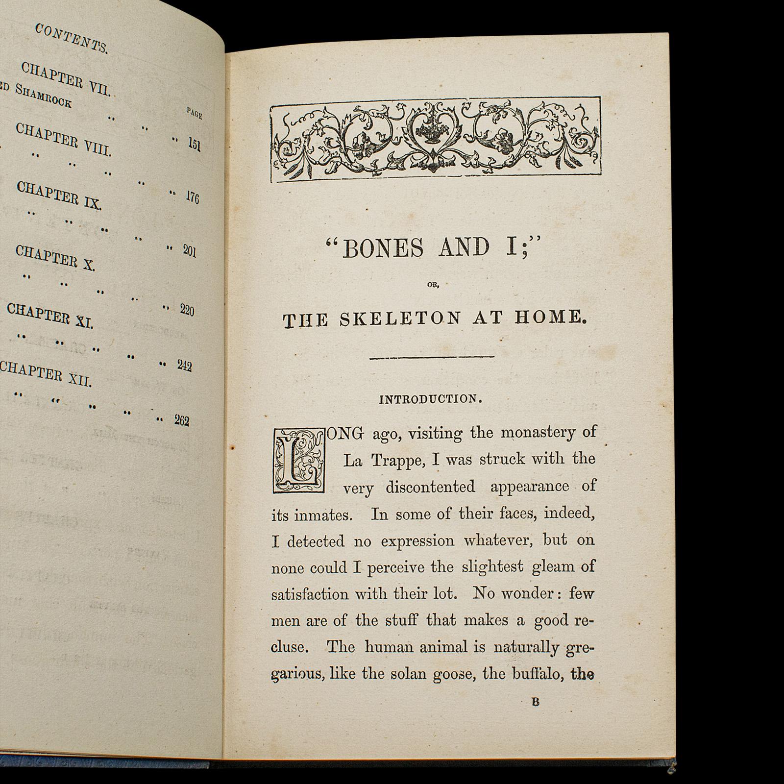 19th Century Antique Book, Bones and I, Whyte-Melville, English, Novel, Victorian, Circa 1880 For Sale