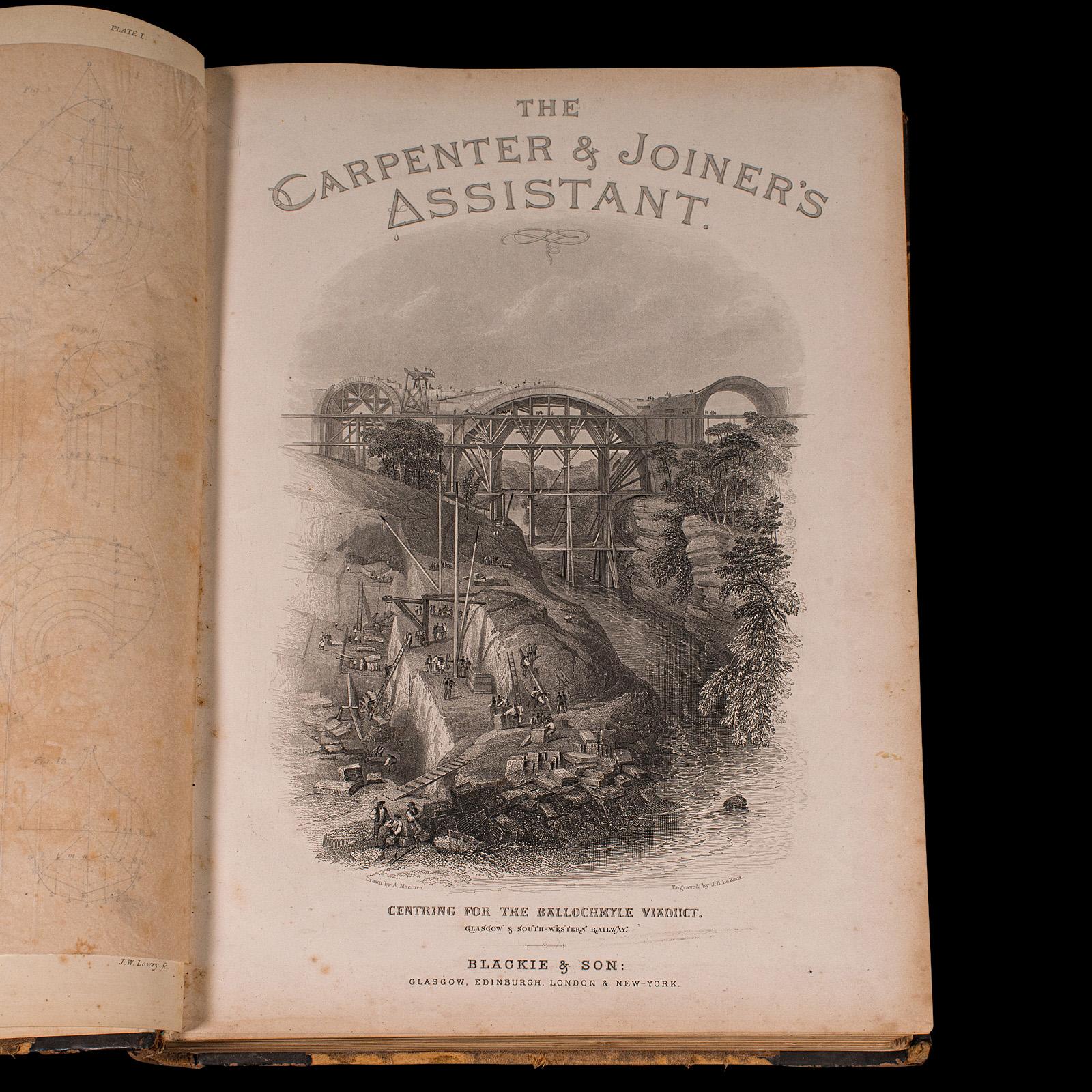 Antique Book, Carpenter and Joiner's Assistant, Architecture, Design, Victorian In Good Condition For Sale In Hele, Devon, GB