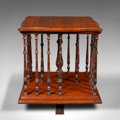 Antique Book Companion, English, Walnut, Rotary Bookstand, Edwardian, Circa 1910