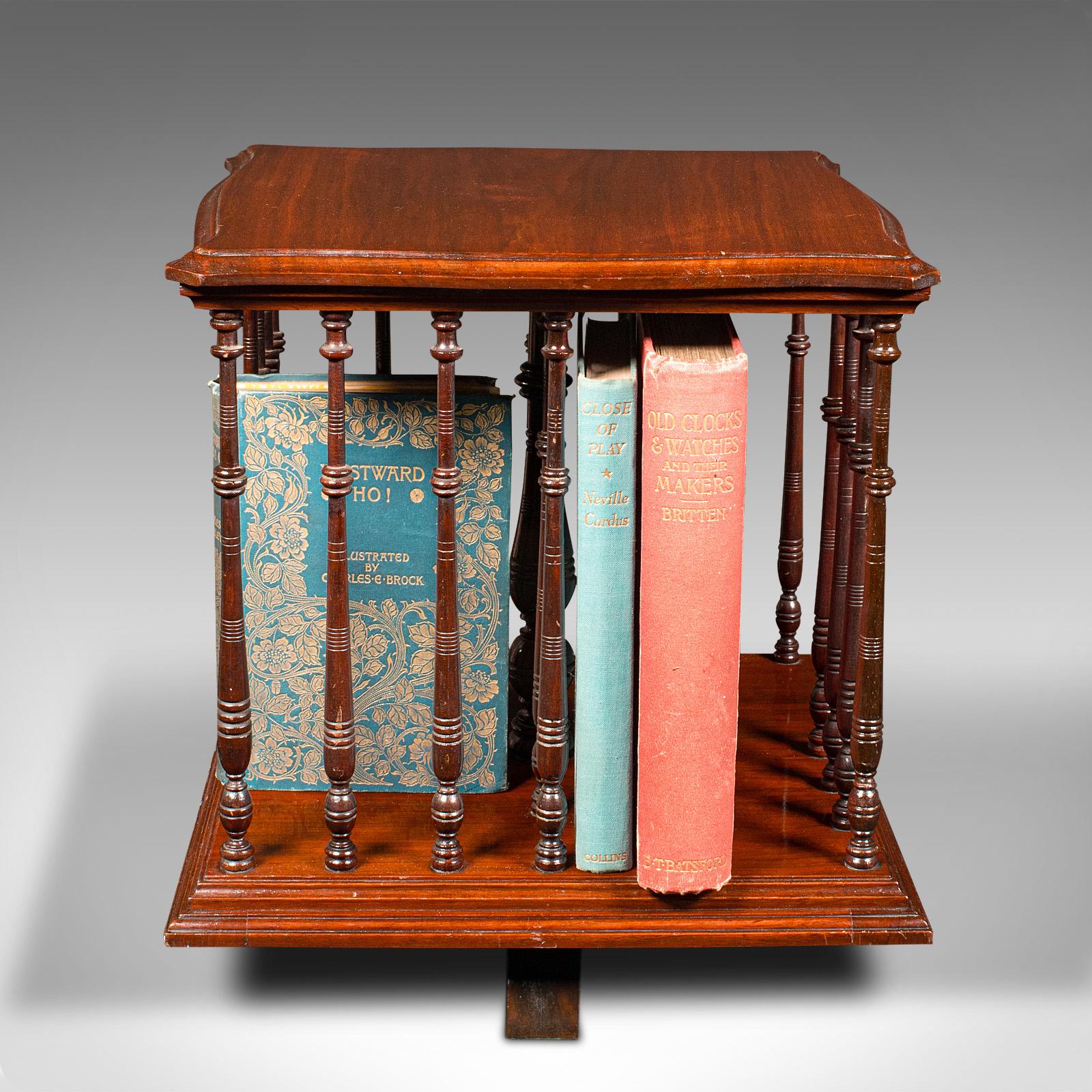 Édouardien Compagnon de lecture ancien, anglais, noyer, bibliothèque rotative, édouardien, Circa 1910 en vente