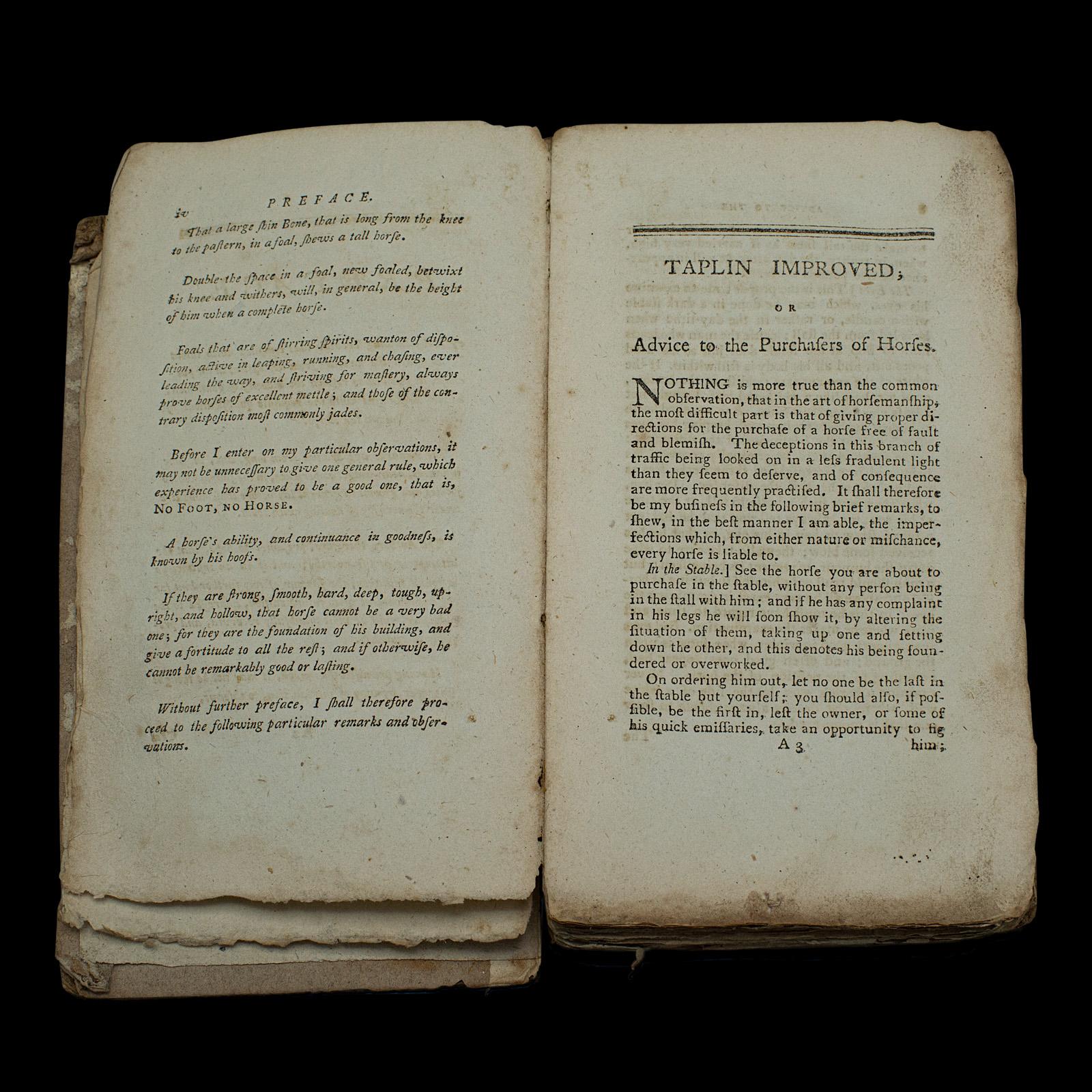 Britannique Livre ancien Compendium of Farriery, anglais, géorgien, équestre, Londres 1796 en vente