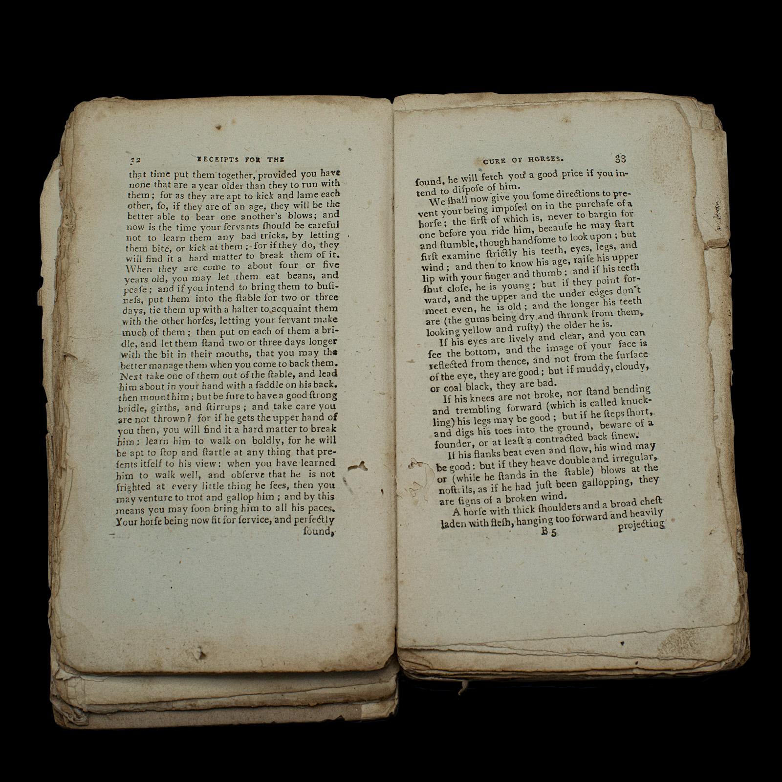 XVIIIe siècle Livre ancien Compendium of Farriery, anglais, géorgien, équestre, Londres 1796 en vente