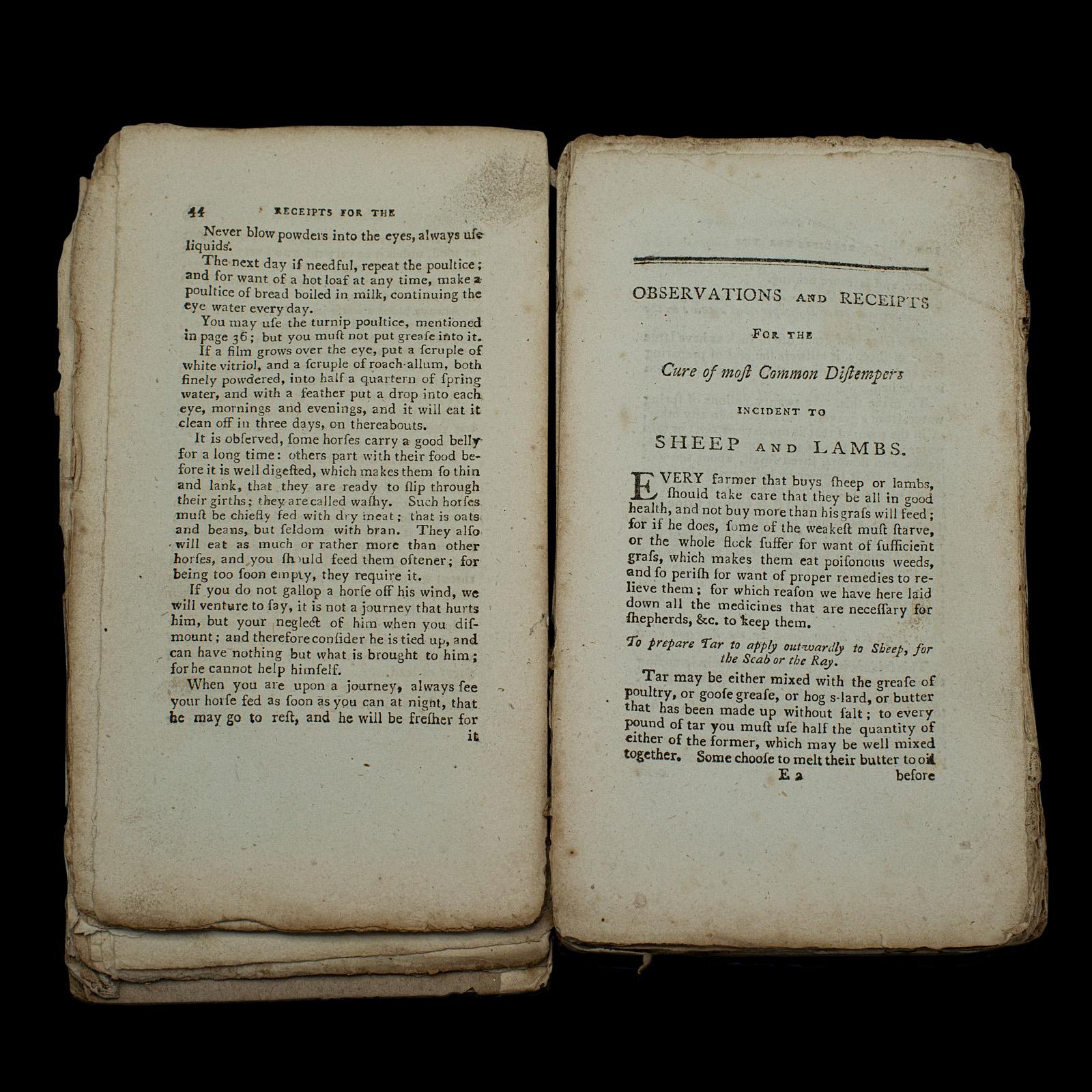 Papier Livre ancien Compendium of Farriery, anglais, géorgien, équestre, Londres 1796 en vente