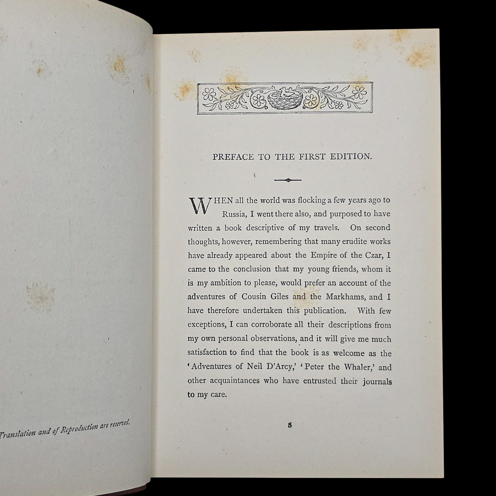 Antique Book, Fred Markham In Russia, Memoir, Travel Literature, Victorian, 1884 In Good Condition For Sale In Hele, Devon, GB