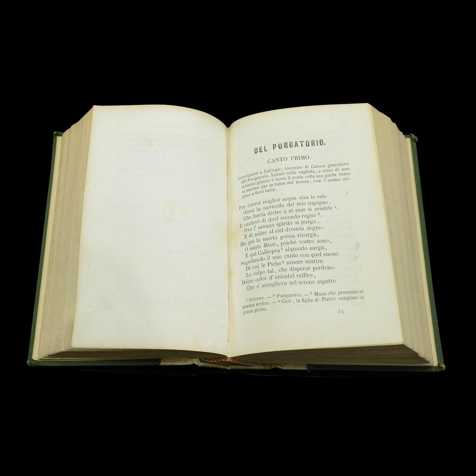 Antique Book La Divina Commedia, Italian Language, Dante, Divine Comedy, 1855 For Sale 1