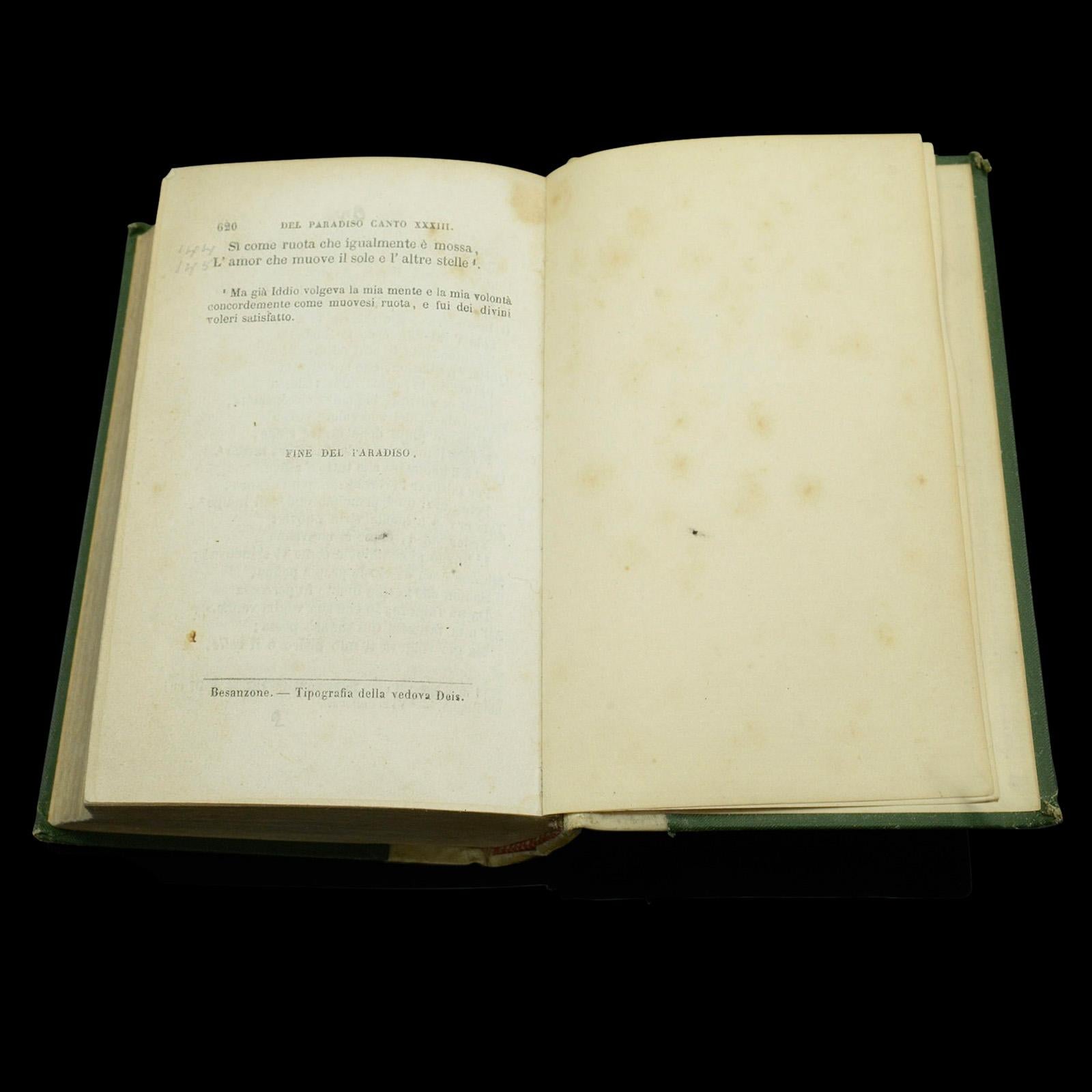 Antique Book La Divina Commedia, Italian Language, Dante, Divine Comedy, 1855 For Sale 3
