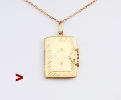Antique Book Locket Pendant solid 18K Gold  / 5.9 gr