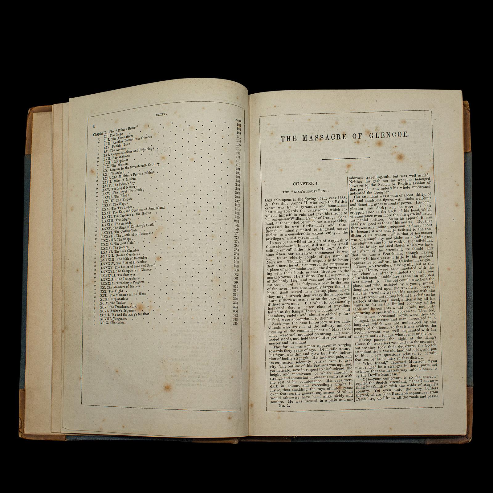 Antique Book, Massacre of Glencoe, G. Reynolds, English Novel, Victorian, C.1860 In Good Condition For Sale In Hele, Devon, GB