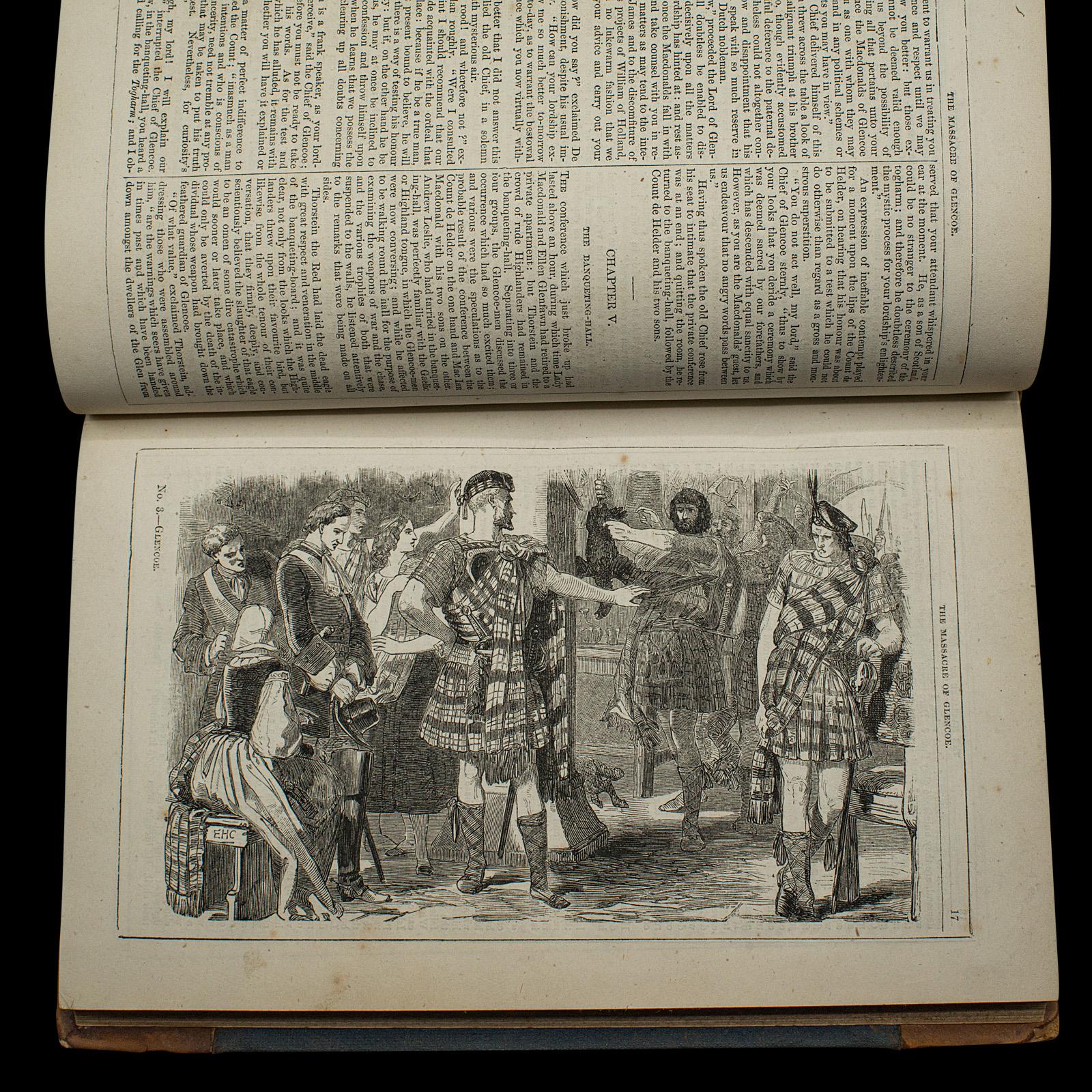 Paper Antique Book, Massacre of Glencoe, G. Reynolds, English Novel, Victorian, C.1860 For Sale