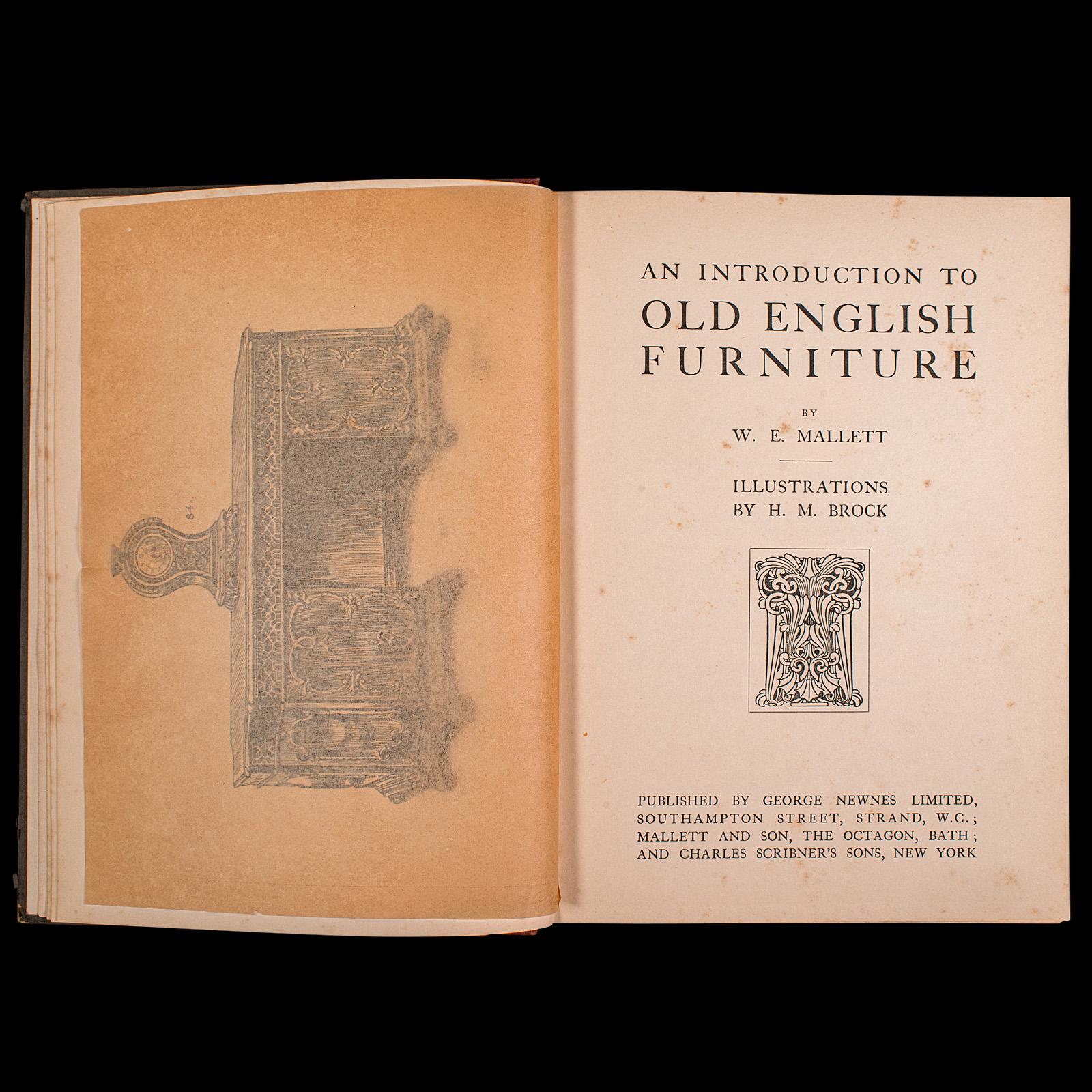 British Antique Book, Old English Furniture, Illustrated, Reference, Edwardian, C.1910 For Sale