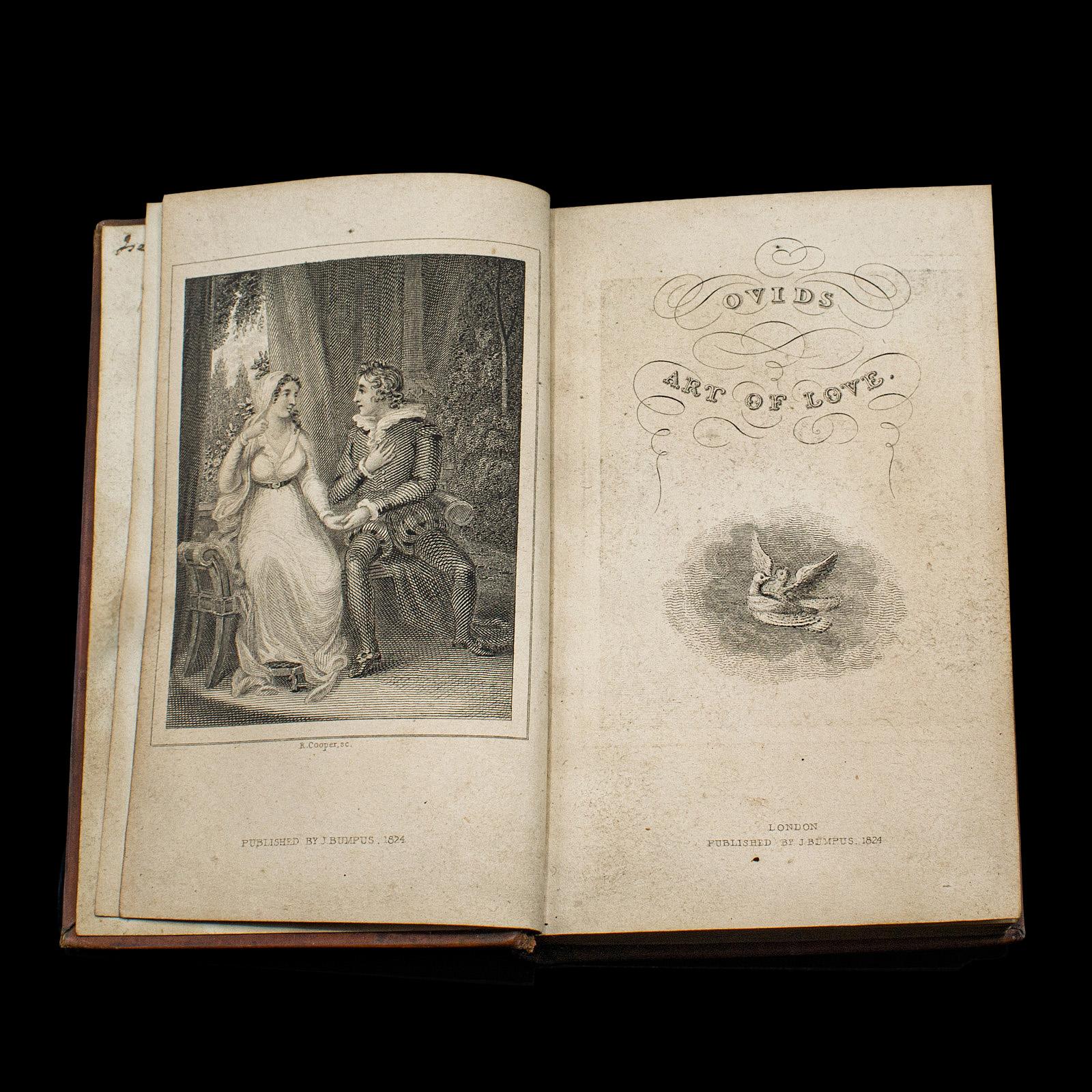 British Antique Book, Ovid's Art of Love, English, Roman Period, Bound, Regency, C.1824 For Sale