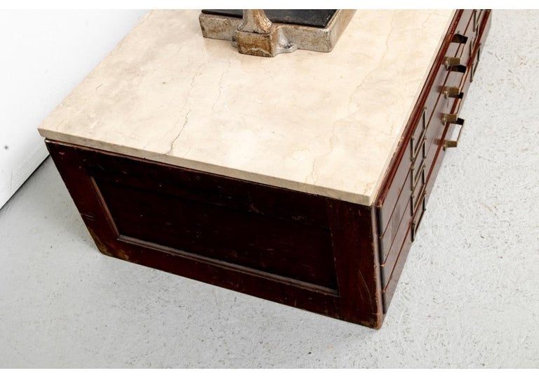 Antique Book Press with 4 Drawer Stone Top Flat Art File For