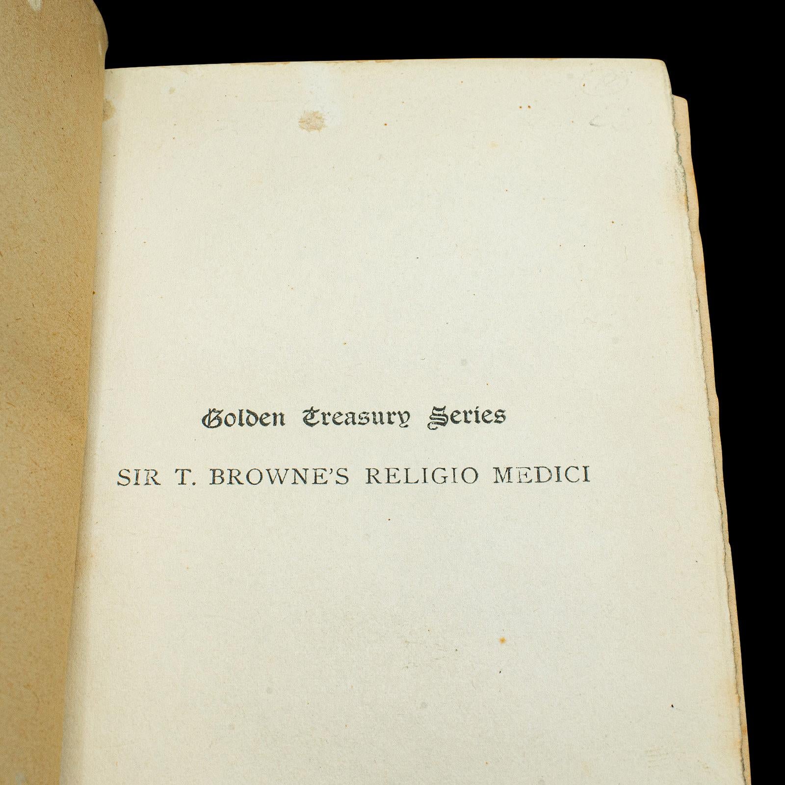Antique Book, Religio Medici, Sir Thomas Browne, English Language, Dated 1915 In Good Condition For Sale In Hele, Devon, GB