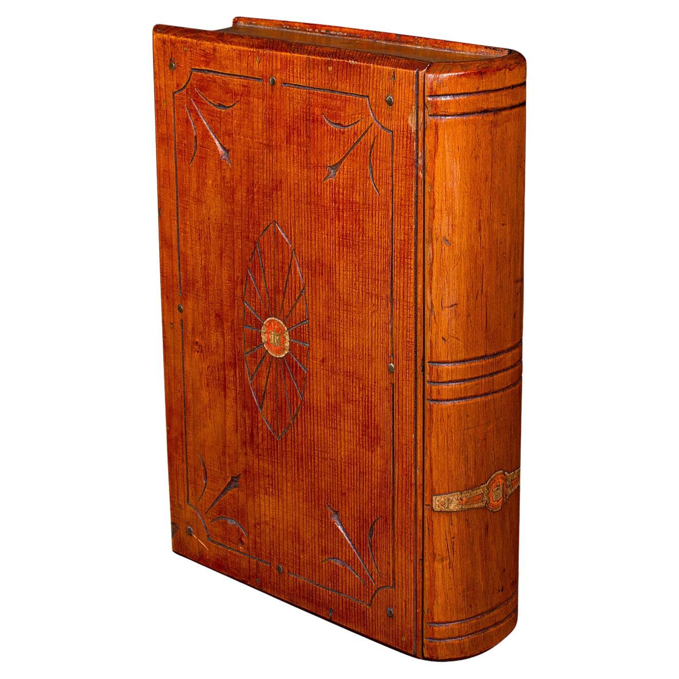 Caja Fuerte Antigua para Libros, Continental, Cedro, Disfraz de Caja de Almacenamiento de Volumen, Eduardiana