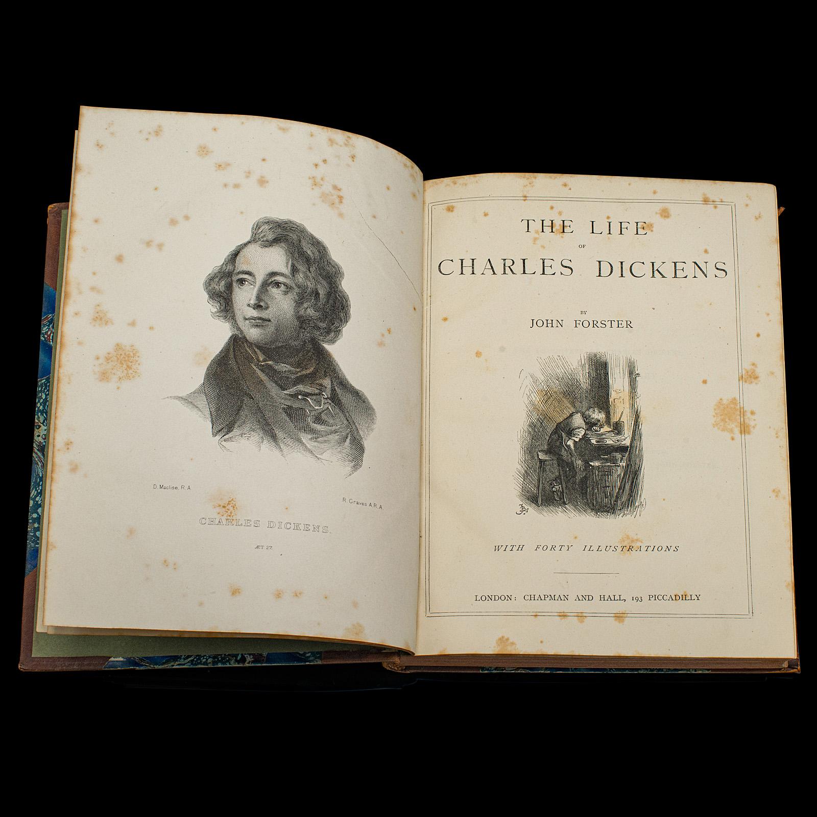 British Antique Book, The Life of Charles Dickens, Biography, English, Victorian, C.1880 For Sale