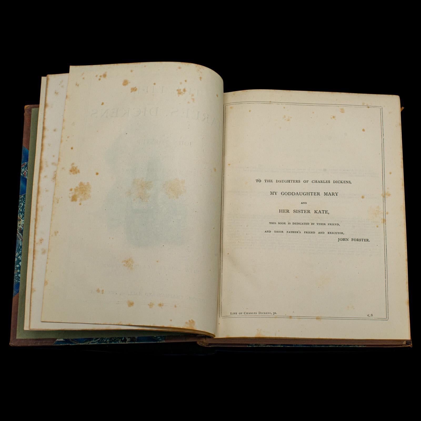 Antique Book, The Life of Charles Dickens, Biography, English, Victorian, C.1880 In Good Condition For Sale In Hele, Devon, GB