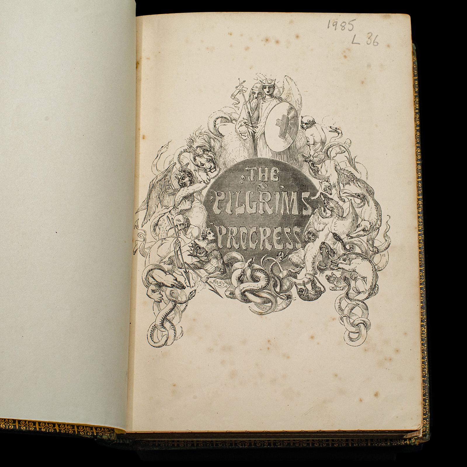 Antique Book, The Pilgrim's Progress, John Bunyan, English, Novel, Victorian In Good Condition For Sale In Hele, Devon, GB