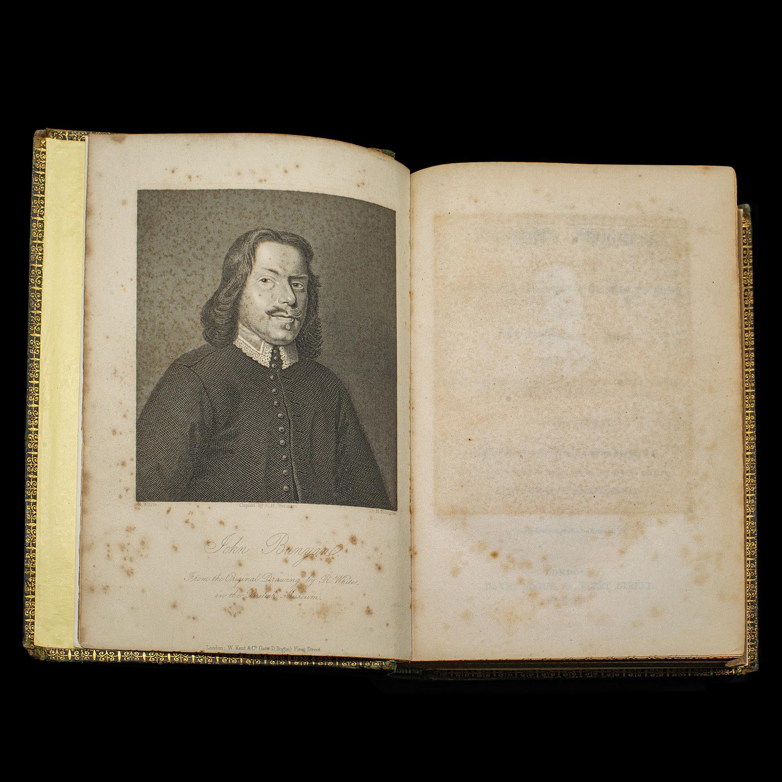 19th Century Antique Book, The Pilgrim's Progress, John Bunyan, English, Novel, Victorian For Sale