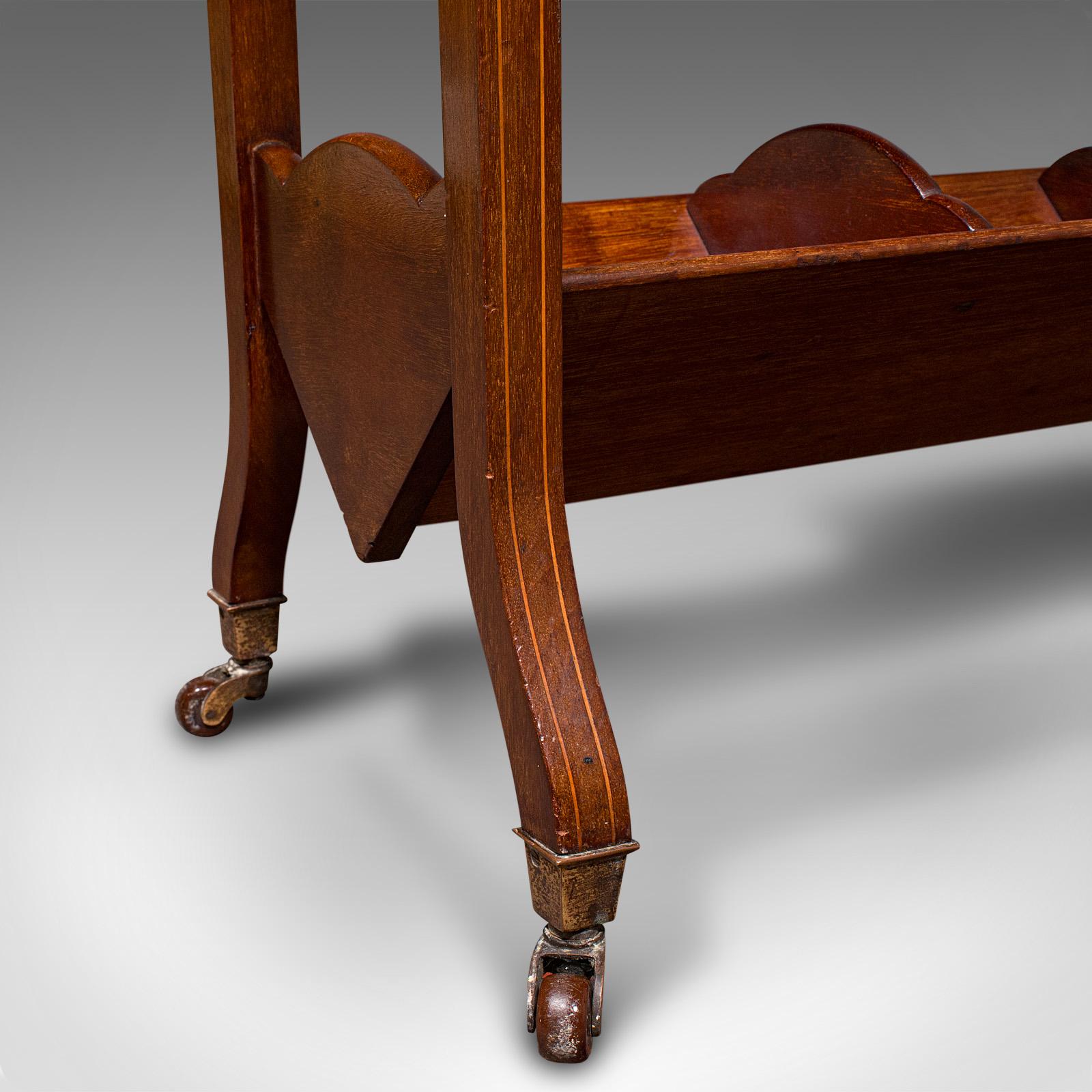 Antique Book Trough Stand, English, Walnut, Boxwood, Lounge Bookcase, Edwardian 5