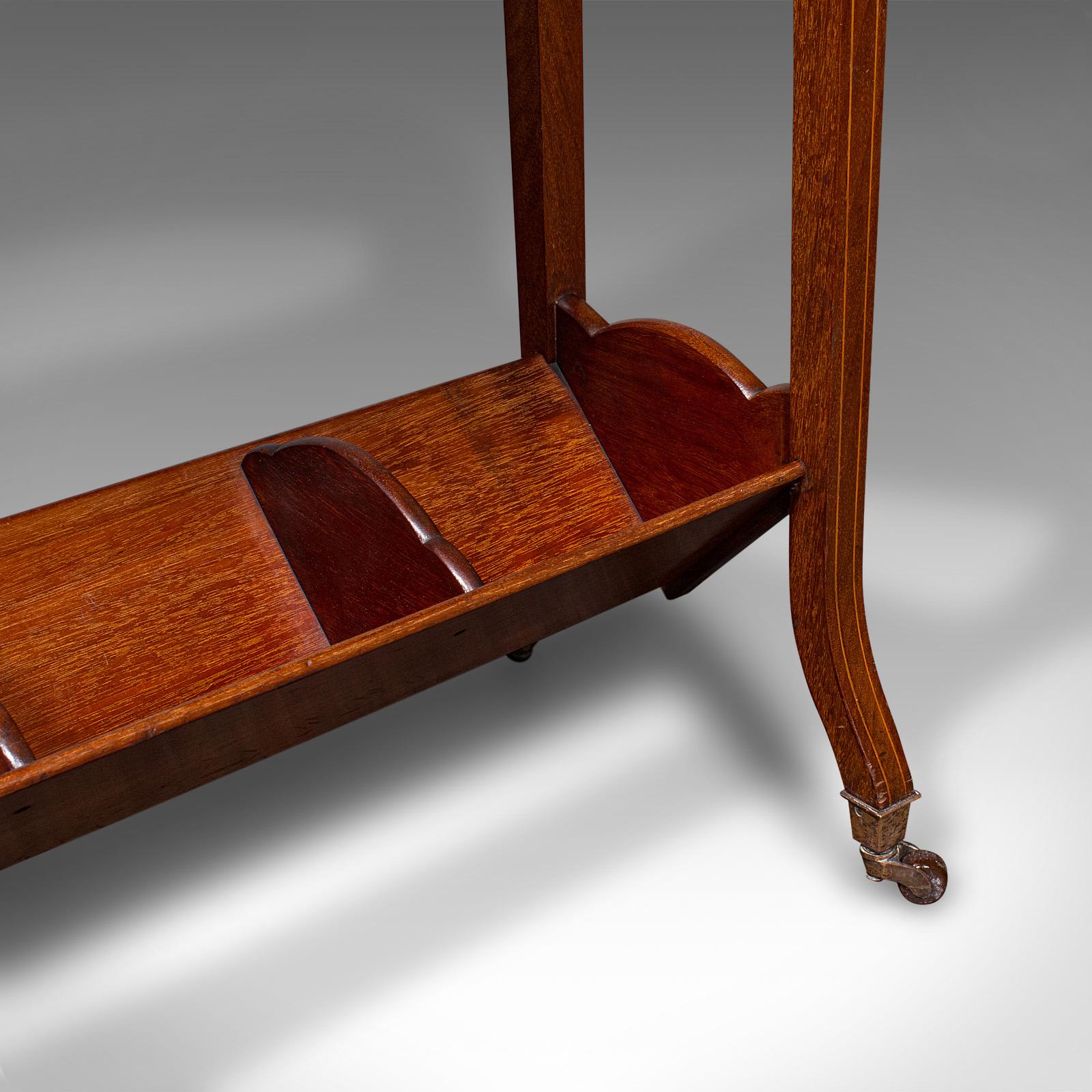Antique Book Trough Stand, English, Walnut, Boxwood, Lounge Bookcase, Edwardian 4