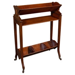 Antique Book Trough Stand, English, Walnut, Boxwood, Lounge Bookcase, Edwardian