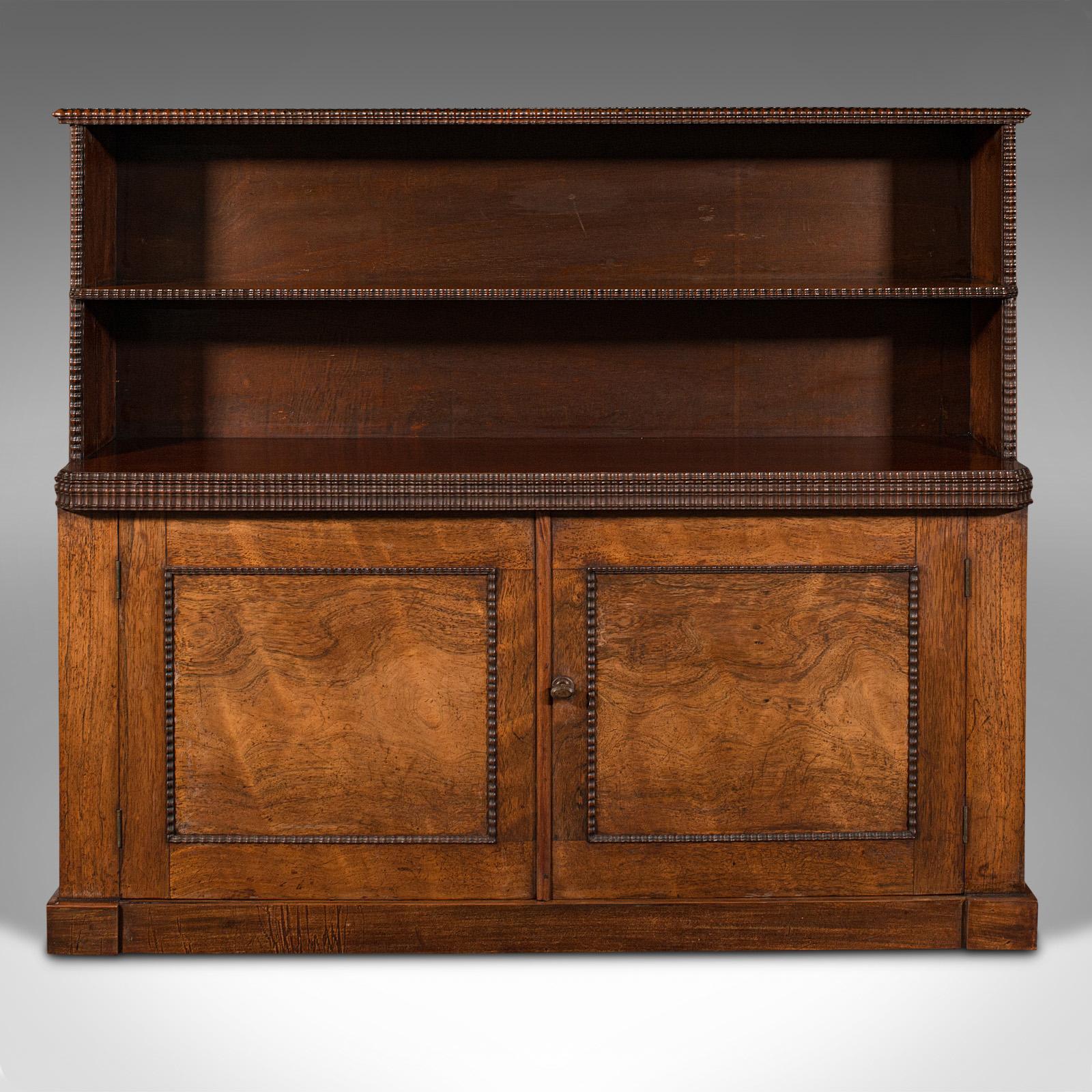 British Antique Bookcase Cabinet, English, Side, Cocktail Cupboard, Regency, Circa 1820 For Sale