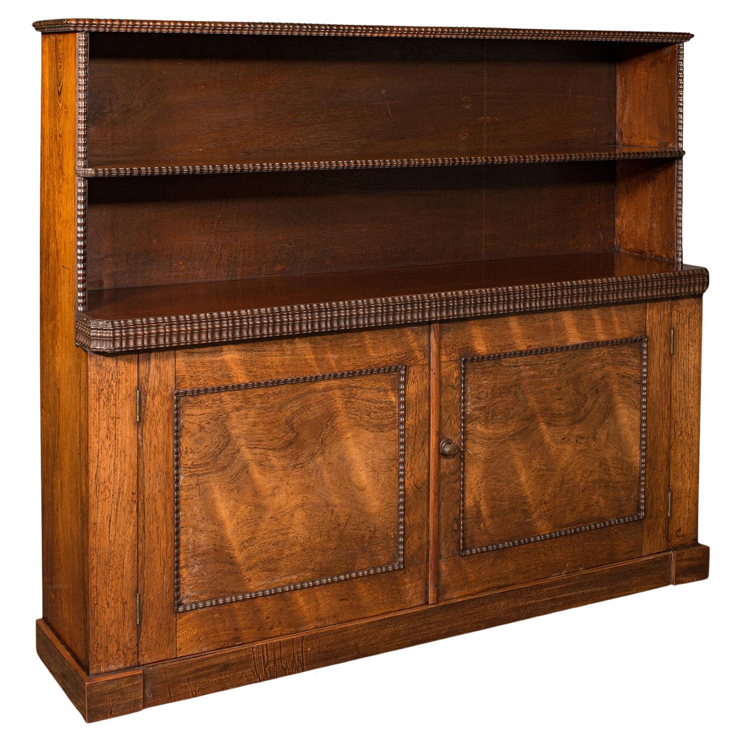 Antique Bookcase Cabinet, English, Side, Cocktail Cupboard, Regency, Circa 1820 For Sale