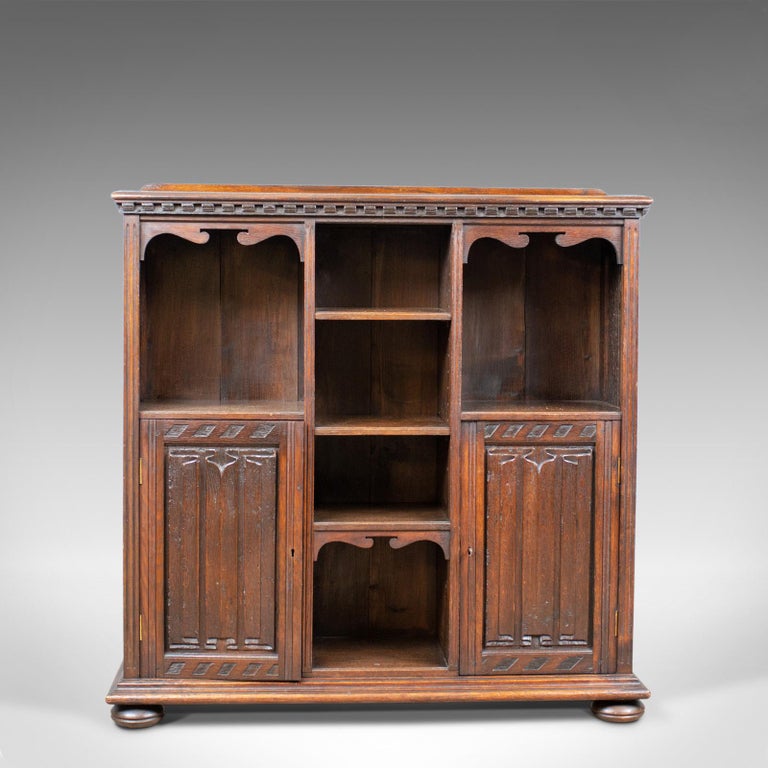 Antique Bookcase Oak, Gothic Overtones, Robertson and Coleman