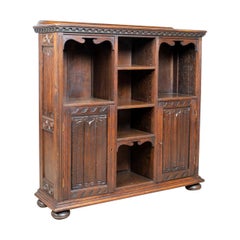 Antique Bookcase Cabinet, Oak, Gothic Overtones, Robertson and Coleman