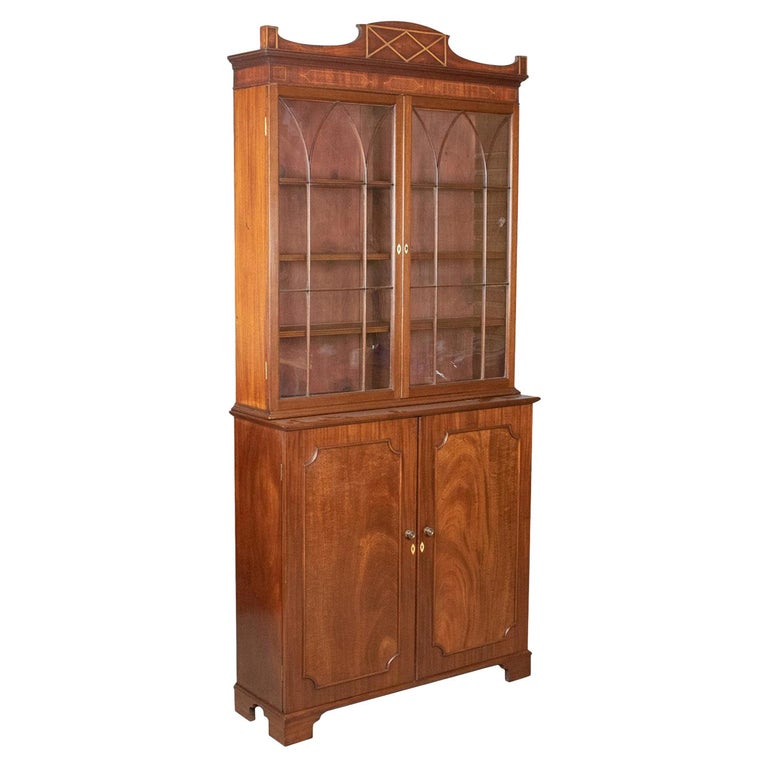 Antique Bookcase English Victorian Mahogany Display Cabinet