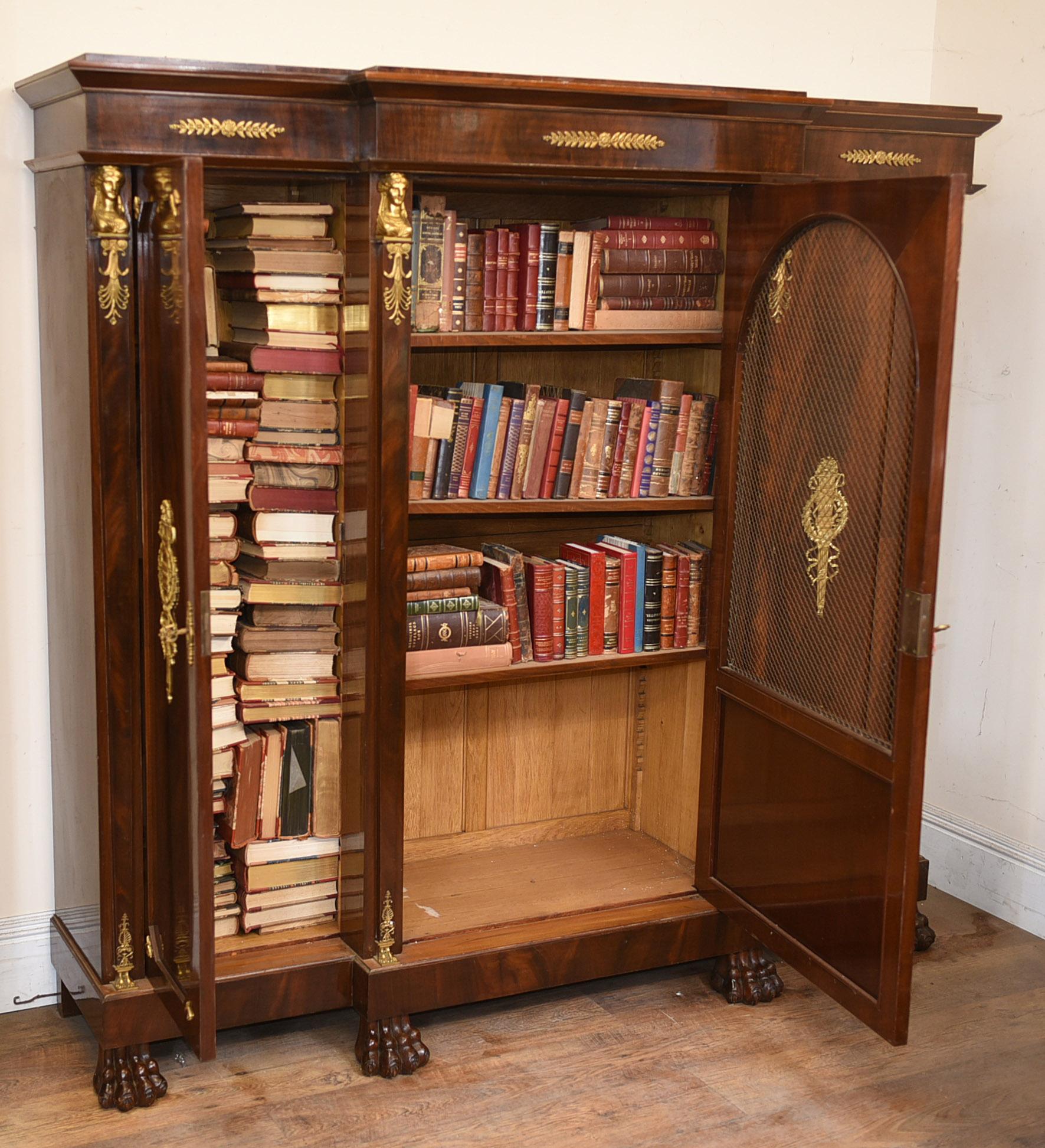 Antique Bookcase, French Empire Cabinet Flame Mahogany, 1880 10